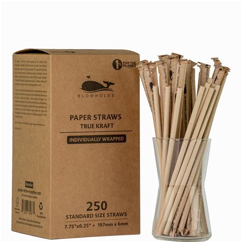 True Kraft Standard 775 Paper Straws 250 Individually Wrapped