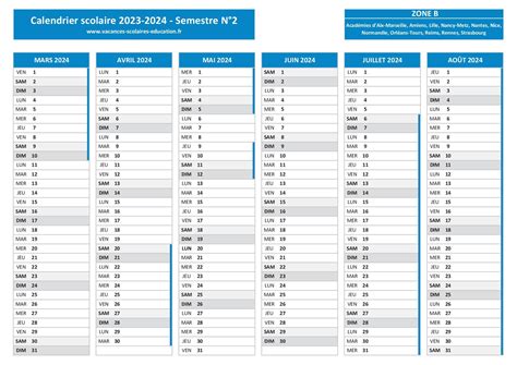 calendrier scolaire 2024 excel 2024