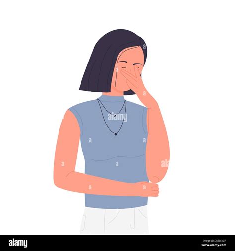 Embarrassed Woman Show Regret Isolated Illustration Sadness And