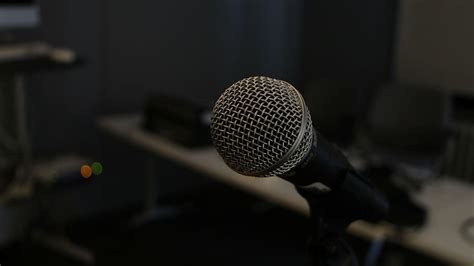 Hd Wallpaper Close Up Photo Of Microphone With Stand Music Studio