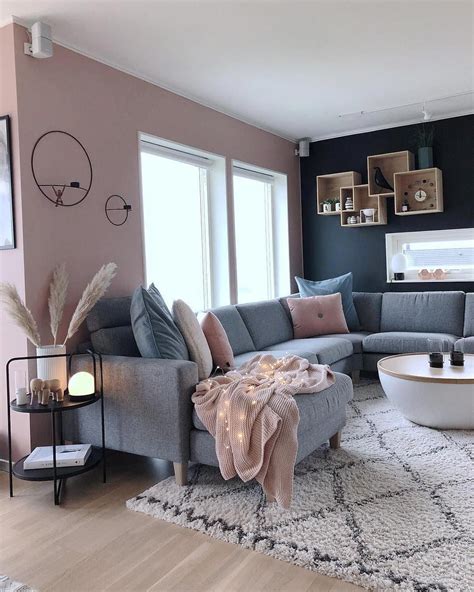 Rose Gold And Gray Living Room Living Room Decor Apartment Apartment