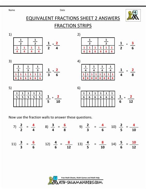 50 Decomposing Fractions 4th Grade Worksheet