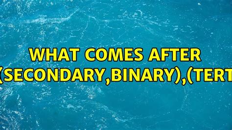 What Comes After Primaryunarysecondarybinarytertiaryternary