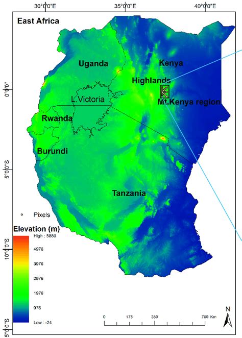 Map Of East Africa With Shuttle Radar Topography Mission Srtm 90 M