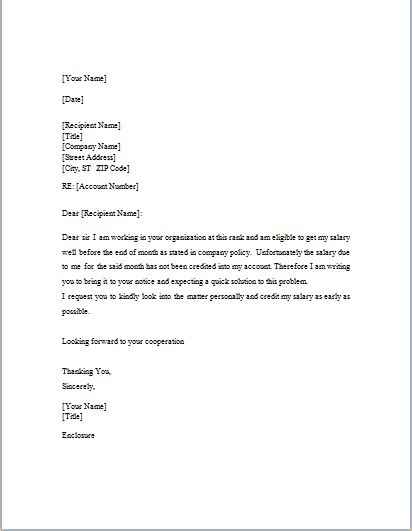 Salary Request Letter Template Doc Word And Excel Templates