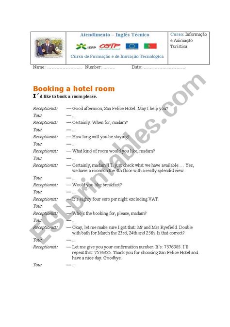 Booking A Hotel Room Esl Worksheet By Moiseshorta