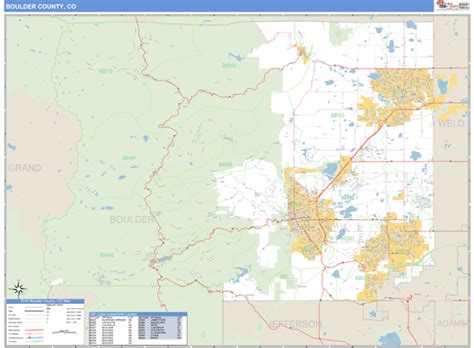 Boulder County Colorado Zip Code Wall Map