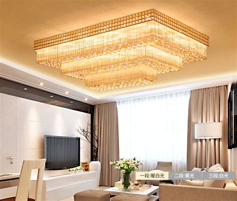 Living Room Crystal Lamp Led Ceiling Lamp Rectangular Atmospheric Lamp