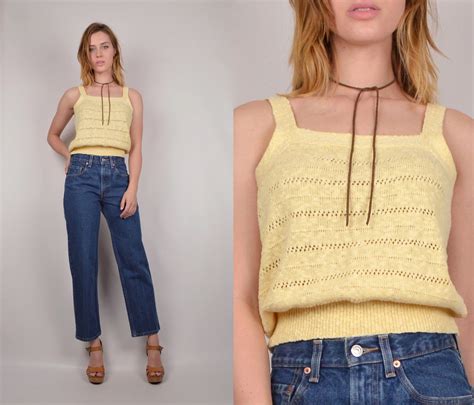 70s Yellow Knit Top