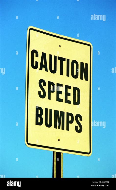 Caution Speed Bumps Sign Usa Stock Photo Alamy