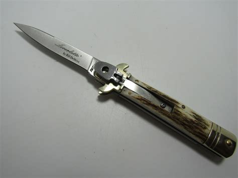 Sold Price Stag Leverletto Switchblade Knife Antler Horn Invalid Date Edt