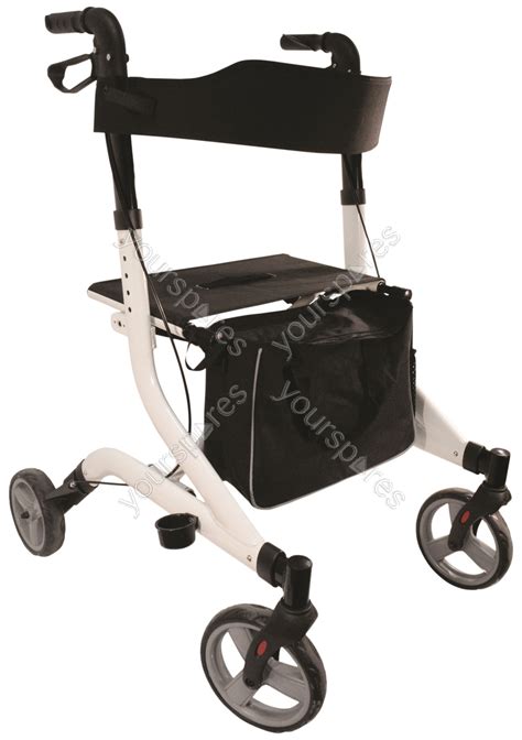 Deluxe Ultra Lightweight Folding 4 Wheeled Rollator Vp183white By Aidapt