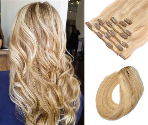 Clip In Hair Extensions With Blonde Highlights Human Hair