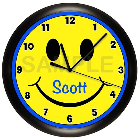 Smiley Face Wall Clock Personalized T Wall Decor Emoji Emoticons