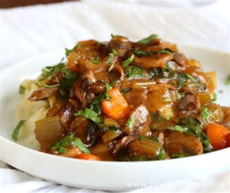 Vegan Mushroom Bourguignon With Potato Cauliflower Mash Recipe Like