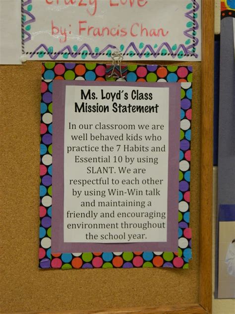 A Fifth Grade Classroom Polka Dot Mission Statement That Was Created By