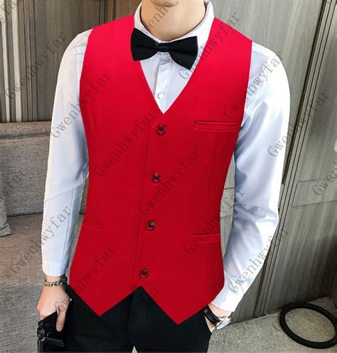 Men Red Vest Mens Fashion Solid Red Dress Vest Men Vest Business