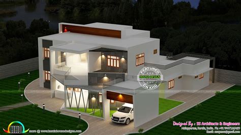 Beautiful top view of contemporary house - Kerala home design and floor