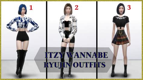 The Sims 4 Itzy Wannabe Ryujin Outfits Of Mv Cc Links Youtube