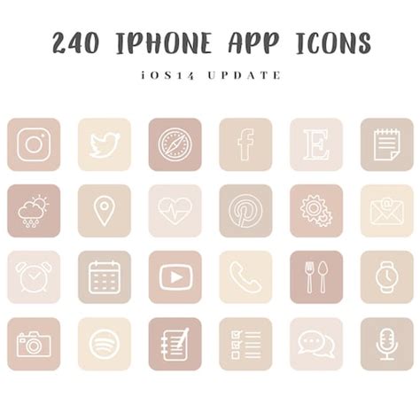 240 Ios 14 App Icons Pack 40 Apps In 6 Colors Aesthetic Etsy Singapore