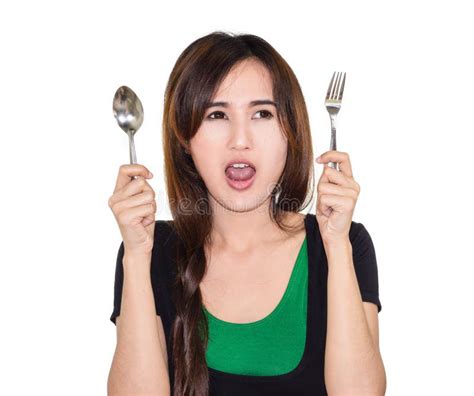 Woman Hungry Stock Image Image Of Vegetable Young Fork 54288725