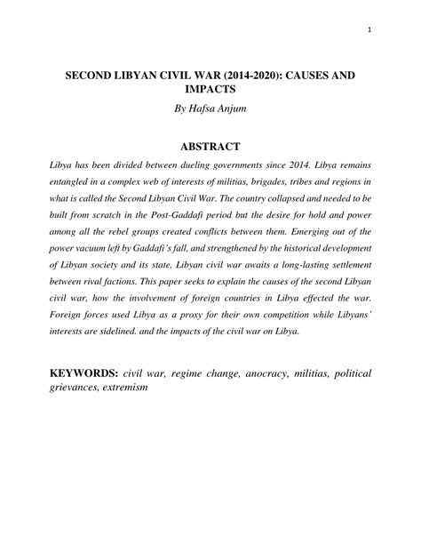 PDF SECOND LIBYAN CIVIL WAR CAUSES AND IMPACTS
