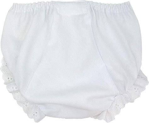 Ic Collections Baby Girls White Double Seat Diaper Cover