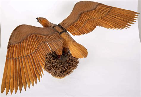 Large And Unusual Meiji Period Bamboo And Wood Model Of An Eagle For