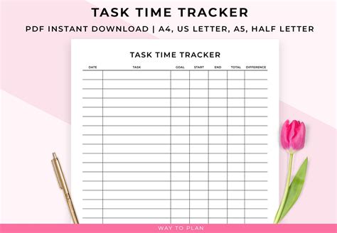 Task Time Tracker Task Tracker Printable Time Tracker Etsy Australia
