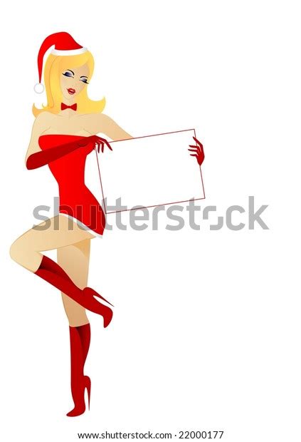 Sexy Blond Mrs Santa Holding White Stock Vector Royalty Free 22000177