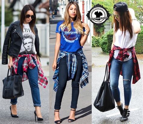 9 Bloggers Show How To Wear Plaid Shirts Tied Around The Waist Shirt Around Waist How To Wear