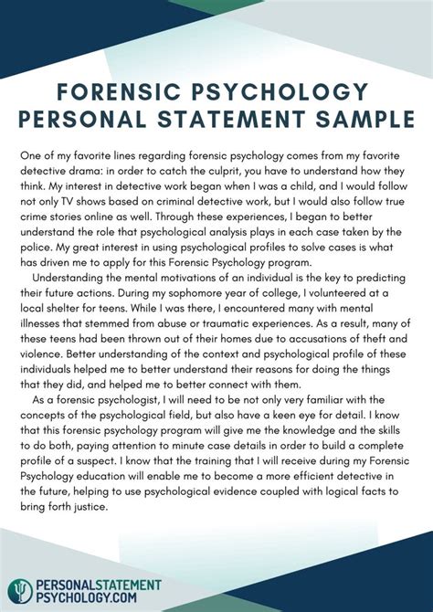 forensic psychology personal statement sample personal statement