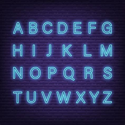 Alphabet Lettres Néon Vecteur Premium