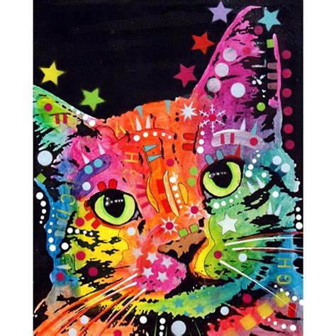 Colourful 5d Diy Full Drill Diamond Painting Pop Art Cat Cat Art Dean Russo Art
