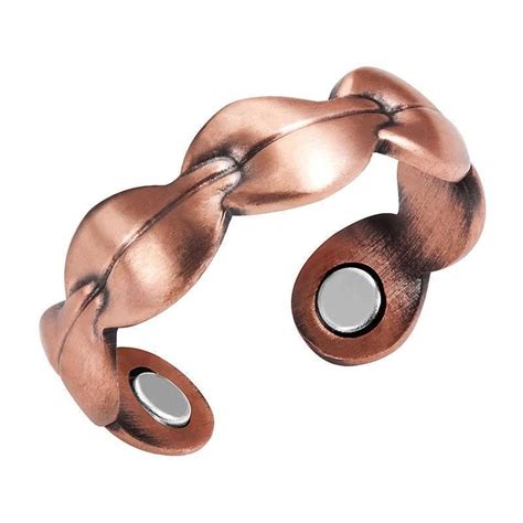 Linked Antique Copper Magnetic Therapy Resizable Ring Rings