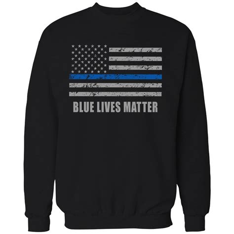 Blue Lives Matter Blue Line Flag Adult Crewneck Bewild