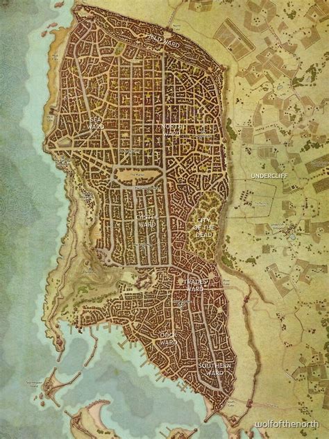 Waterdeep City Map Scarf For Sale By Wolfofthenorth Redbubble