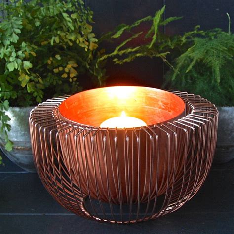 Copper Wire Bowl Candle Holder By London Garden Trading