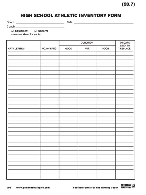 Athletic Inventory Forms Fill And Sign Printable Template Online Us