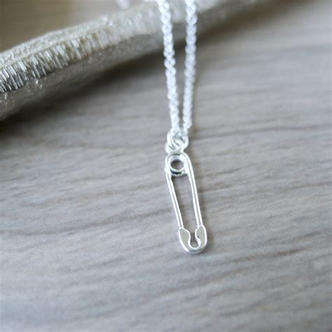 Safe With Me Safety Pin Necklace Clothespin Necklace Sterling Silver