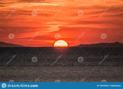 Red Dusk Island Sunset Near The Beach Stock Image Image Of Wondrous Island 138165437
