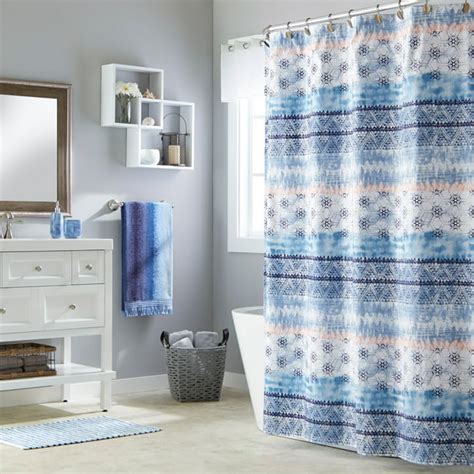 Skl Home Balinese Fabric Shower Curtain Blue 70 X 72