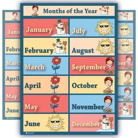 Three Months Of The Year Posters With Cartoon Characters On Them One