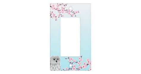 Cute Owl Cherry Blossoms Kids Light Switch Cover Zazzle