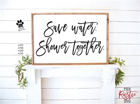 Save Water Shower Together Printable Bathroom Sign Bathroom Etsy