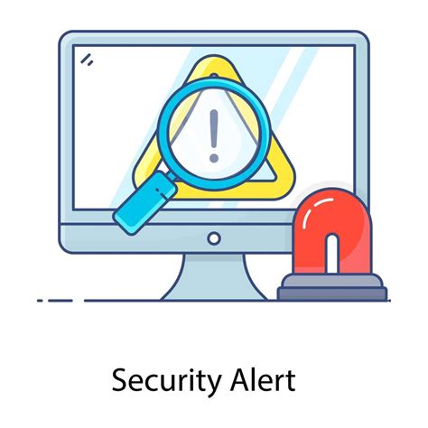 Computer Security Alert Icon In Flat Outline Design 5232526 Vector Art