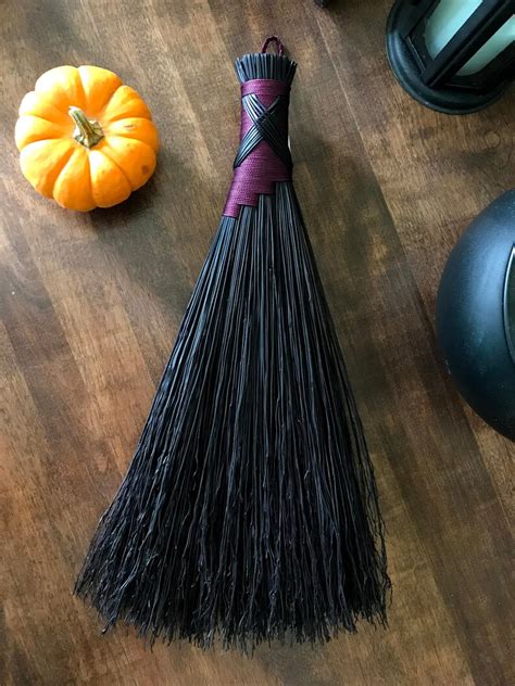 Fancy Whisk Broom Black With Purple Twine And Crossed Handle Etsy