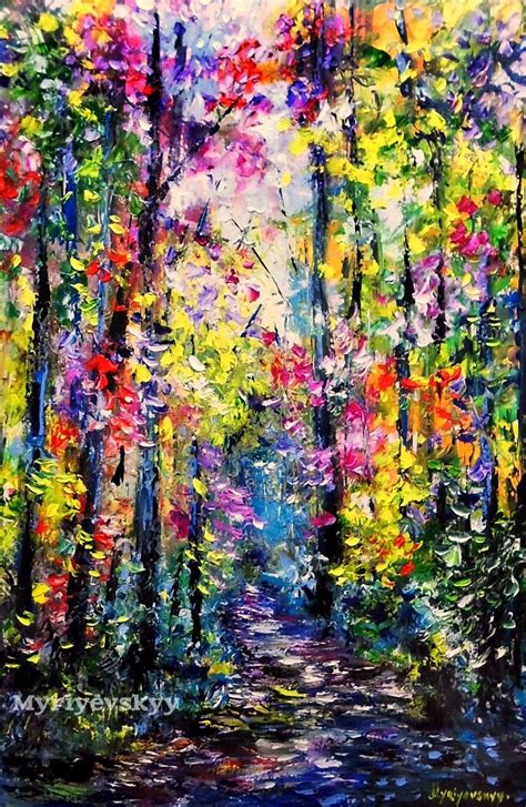 Original Impressionism Art Autumn Forest Painting Colorful Etsy