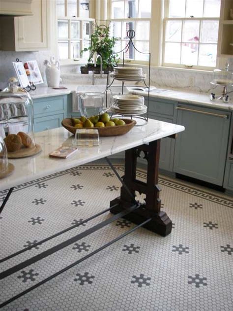 Installing a tile floor is easier than you may think! Aesthetic Oiseau: Hexagon Tile Kitchen Floor