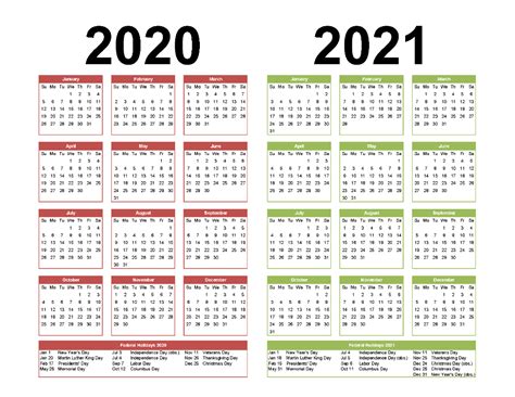 2 Year Calendar Printable 2020 2021 Word Pdf Image Free Printable